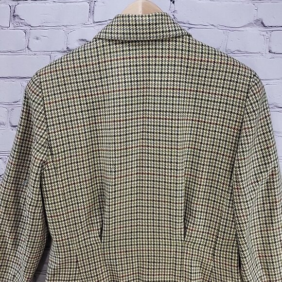 Ann Taylor Wool Blazer Jacket Houndstooth Green Plaid Sz 6 Vintage Y2K - Picture 9 of 11